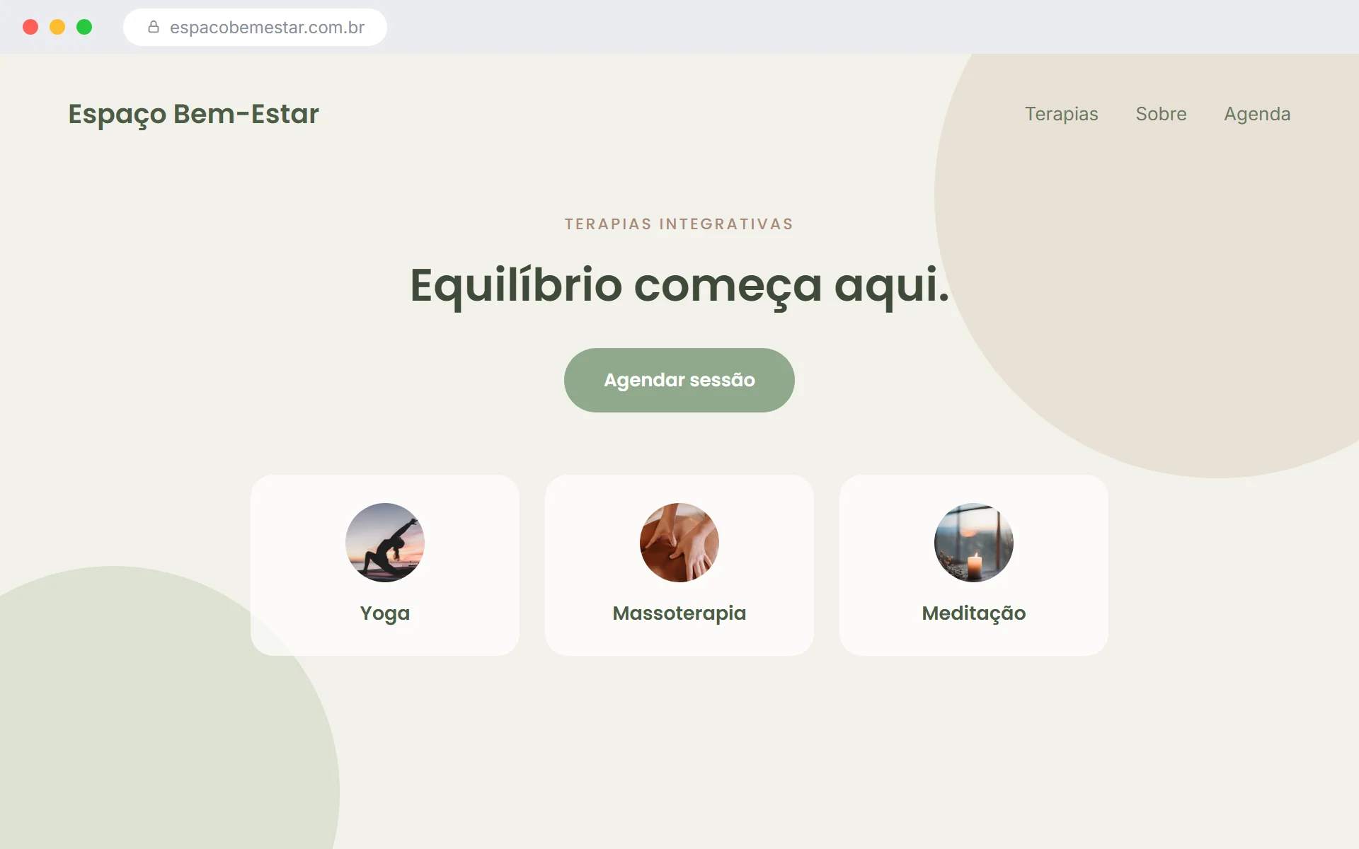 Screenshot do site Espaço Bem-Estar — projeto de Institucional desenvolvido pela Buildites