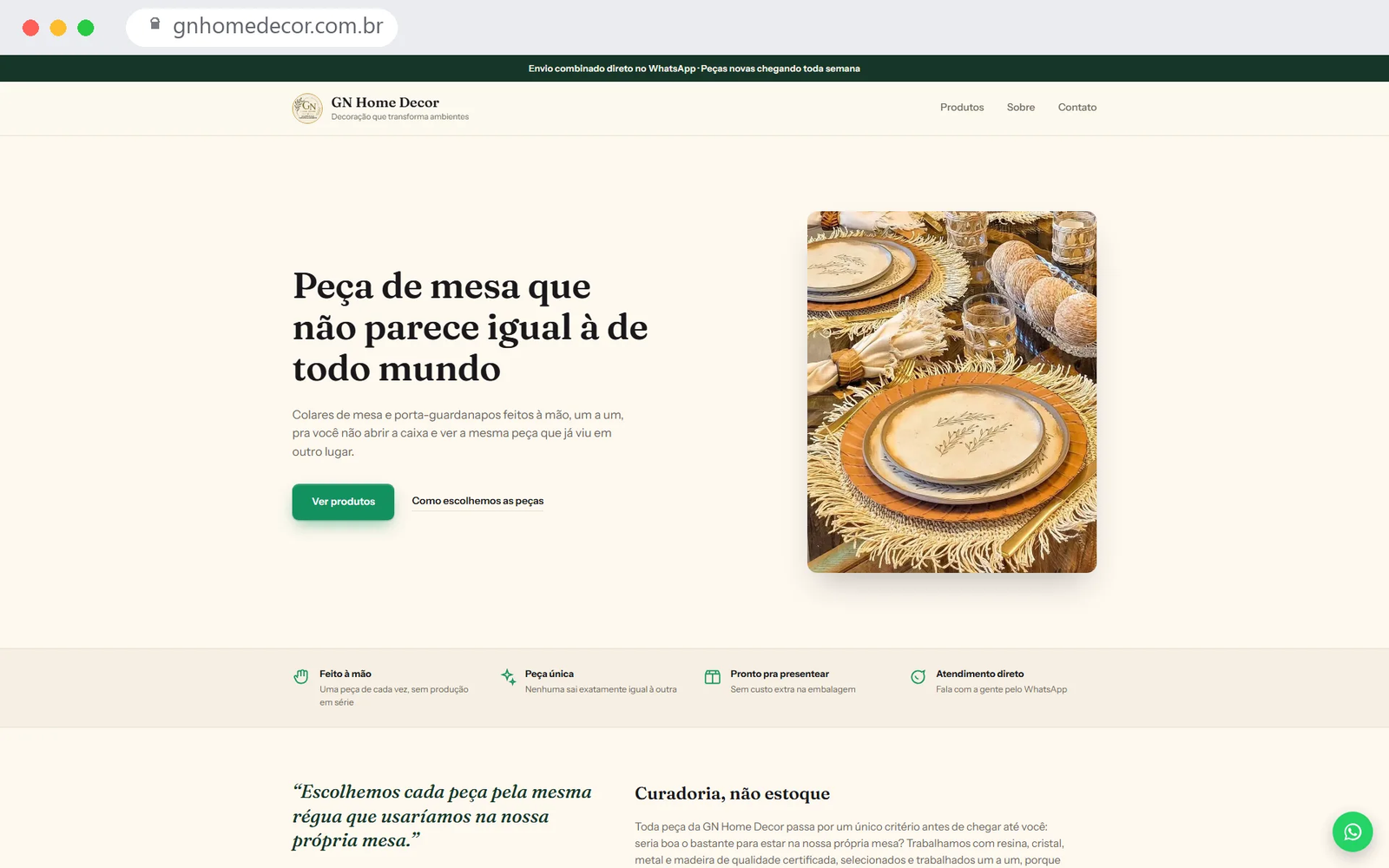 Screenshot do site GN Home Decor — projeto de Landing Page desenvolvido pela Buildites