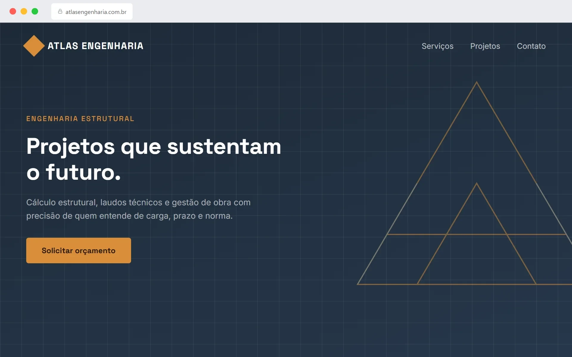 Screenshot do site Atlas Engenharia — projeto de Site institucional desenvolvido pela Buildites